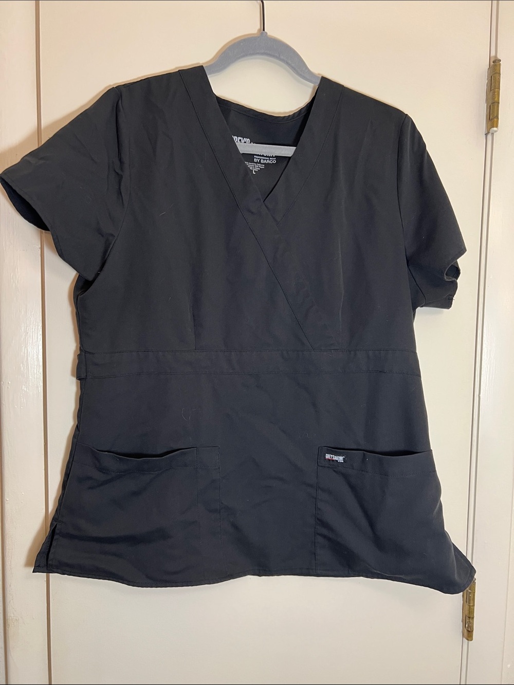 Grey's Anatomy Women's Black Mock Wrap Scrub Top